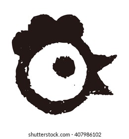 Rooster stamp in black on white background