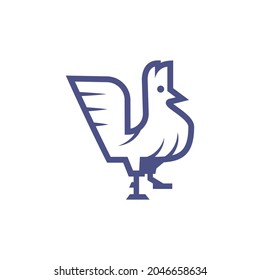 Rooster standing tall Modern logo design