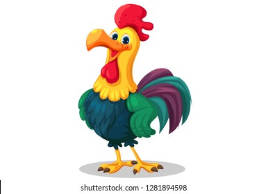 Rooster standing vector illustration