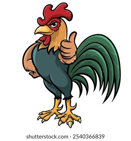 a rooster standing while thumbs up