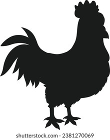 Rooster Stencils Drawings Silhouettes flat vector 