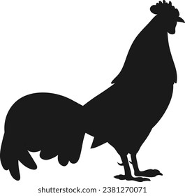Rooster Stencils Drawings Silhouettes flat vector 