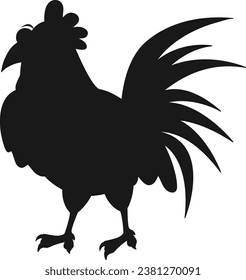 Rooster Stencils Drawings Silhouettes flat vector 