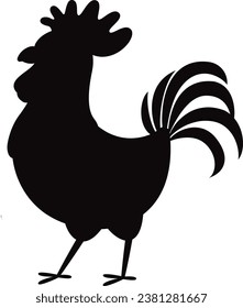 
Rooster, Stencils, Drawings Silhouettes flat vector