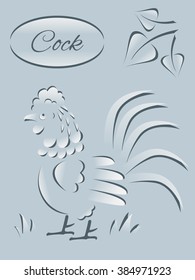 Rooster in the style of cut paper