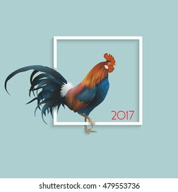 Rooster - symbol of 2017 Chinese calendar. Chinese Zodiac Sign. Graphic element for New Year's design. Vector illustration