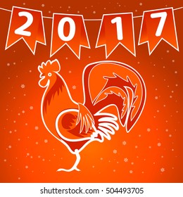 Rooster symbol of 2017 on the Chinese calendar. Orange