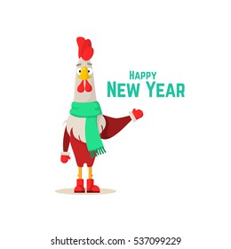 Rooster, symbol of 2017 on the Chinese calendar. Cartoon Red cock for New Year's design. Vector illustration.