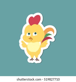 Rooster. Symbol of 2017. Sticker.