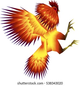 Rooster symbol. According to Chinese calendar Year of red fiery cock.  Vector illustration, editable and scalable. Abstract rooster logo, cock icon.