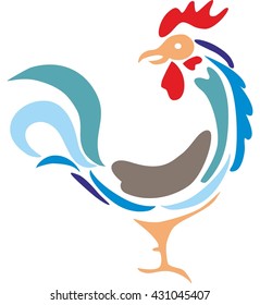 Rooster symbol for Chinese zodiac. concept cock strokes vector for logo and 2017 characters.
