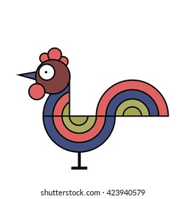Rooster - a symbol of the new 2017 according to the Chinese calendar. Vector illustration of cute rooster. cartoon vector illustration of cock