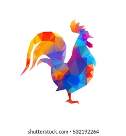 Rooster, symbol of New Year 2017. Polygonal icon