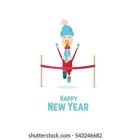 Rooster symbol of the new year 2017. Rooster winner vector illustration.