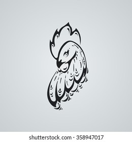 Rooster tattoo illustration. Stylized head of a cock. Vector art.