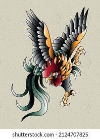 rooster tattoo zodiac sign design