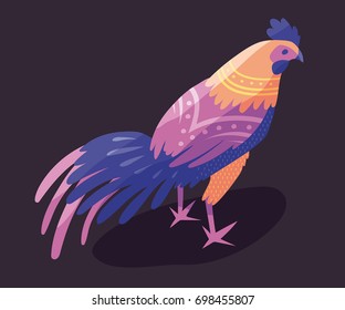 Rooster. Vector bird. Cartoon animal. Vector illustration.