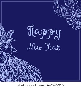 Rooster vector card Happy New Year