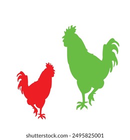 rooster vector design with bright colors and white background