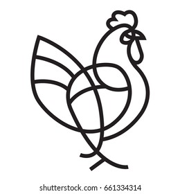 Rooster vector icon - Flat line geometrical illustration of cock for Year of the Rooster designs. svg