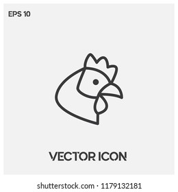 Rooster vector icon illustration.Flat cock icon vector.Line art.Premium quality.