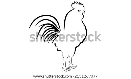 Rooster vector icon logo in line style. white background