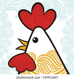 Rooster. Vector illustration.