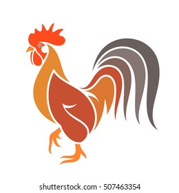 Rooster. Vector illustration. Abstract bird. Bright rooster on white background