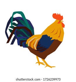 Rooster. Vector illustration. Isolated on a white background.