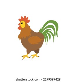 Rooster. Vector illustration isolated on white background.