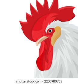 Rooster Vector Illustration Isolated White Background