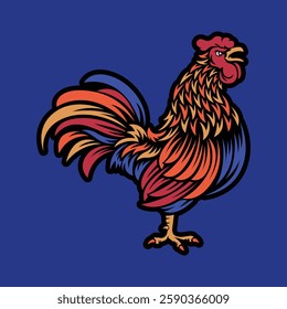 Rooster vector illustration modern simple style flat design