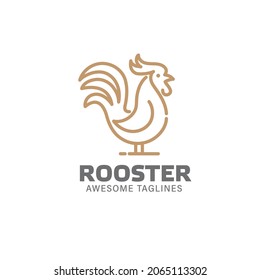Rooster vector logo concept in line style