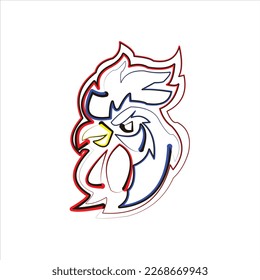 rooster vector logo design, black red rooster head