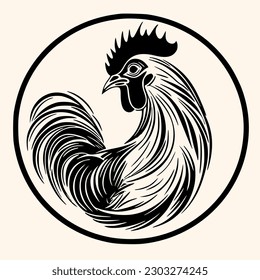 Vector de gallo para logotipo o icono, imagen de clip, dibujo Estilo minimalista elegante, estilo abstracto Ilustración