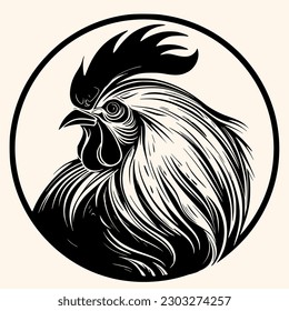 Vector de gallo para logotipo o icono, imagen de clip, dibujo Estilo minimalista elegante, estilo abstracto Ilustración