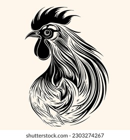 Rooster vector for logo or icon,clip art, drawing Elegant minimalist style,abstract style Illustration