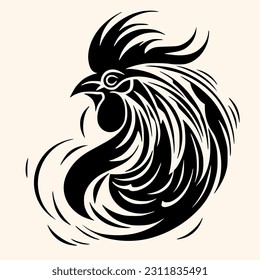 Rooster vector for logo or icon,clip art, drawing Elegant minimalist style,abstract style Illustration