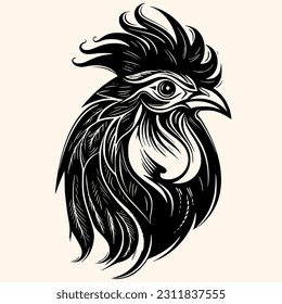 Rooster vector for logo or icon,clip art, drawing Elegant minimalist style,abstract style Illustration