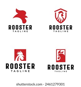 rooster vector logo set. white background