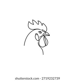 Logotipo del Vector del gallo con diseño simple del arte de la línea 
