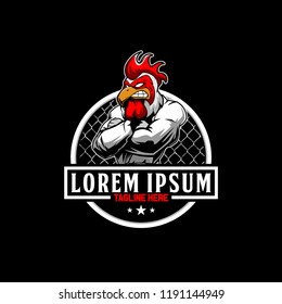 rooster vector for MMA or martial arts club logo template