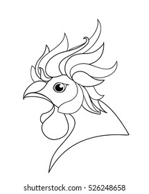 Rooster. Vector. Monochrome. Black and white graphic style. Symbol 2017. Isolated Cockerel on a white background. Logo