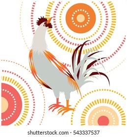 rooster vector on abstract pattern background