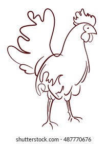 Rooster. Vector outline cartoon illustration of a cock on white background. The symbol of the new 2017 year.