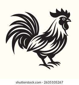Rooster vector set. Beautiful rooster illustration on white background