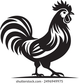 Obra de arte de silueta de Vector de gallo