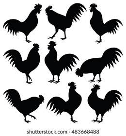 Rooster vector silhouette collection - Chinese symbol New Year 2017