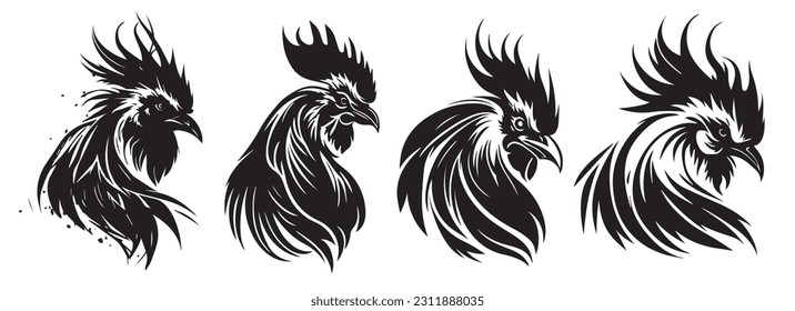 Rooster vector silhouette illustration black shape
