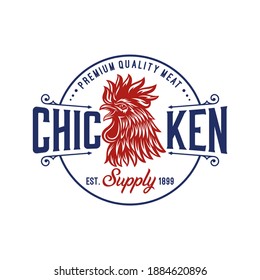 Rooster vintage logo design vector template. Chicken logo illustration
